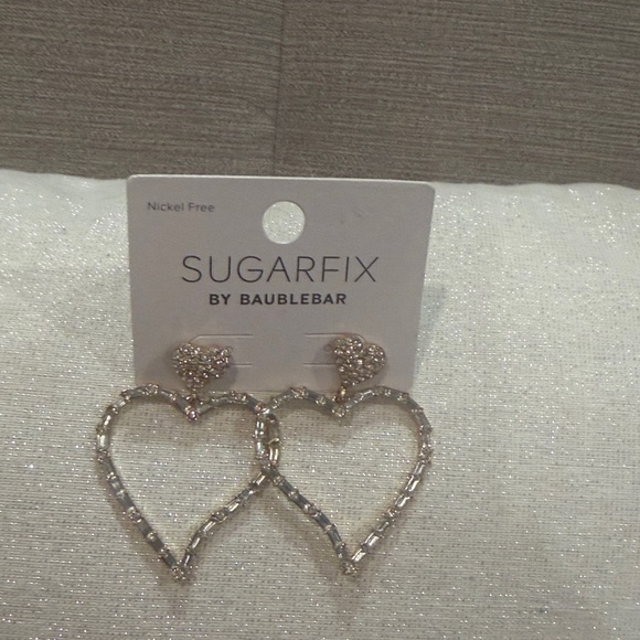 BaubleBar Silver Heart Earrings - Picture 2 of 3